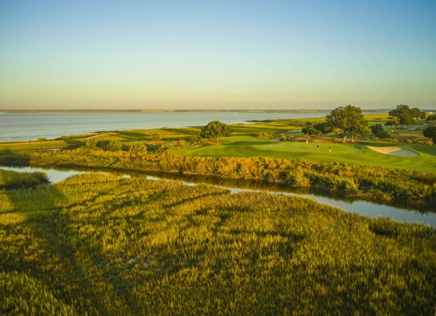 Aerial view of golf course at Sea Island